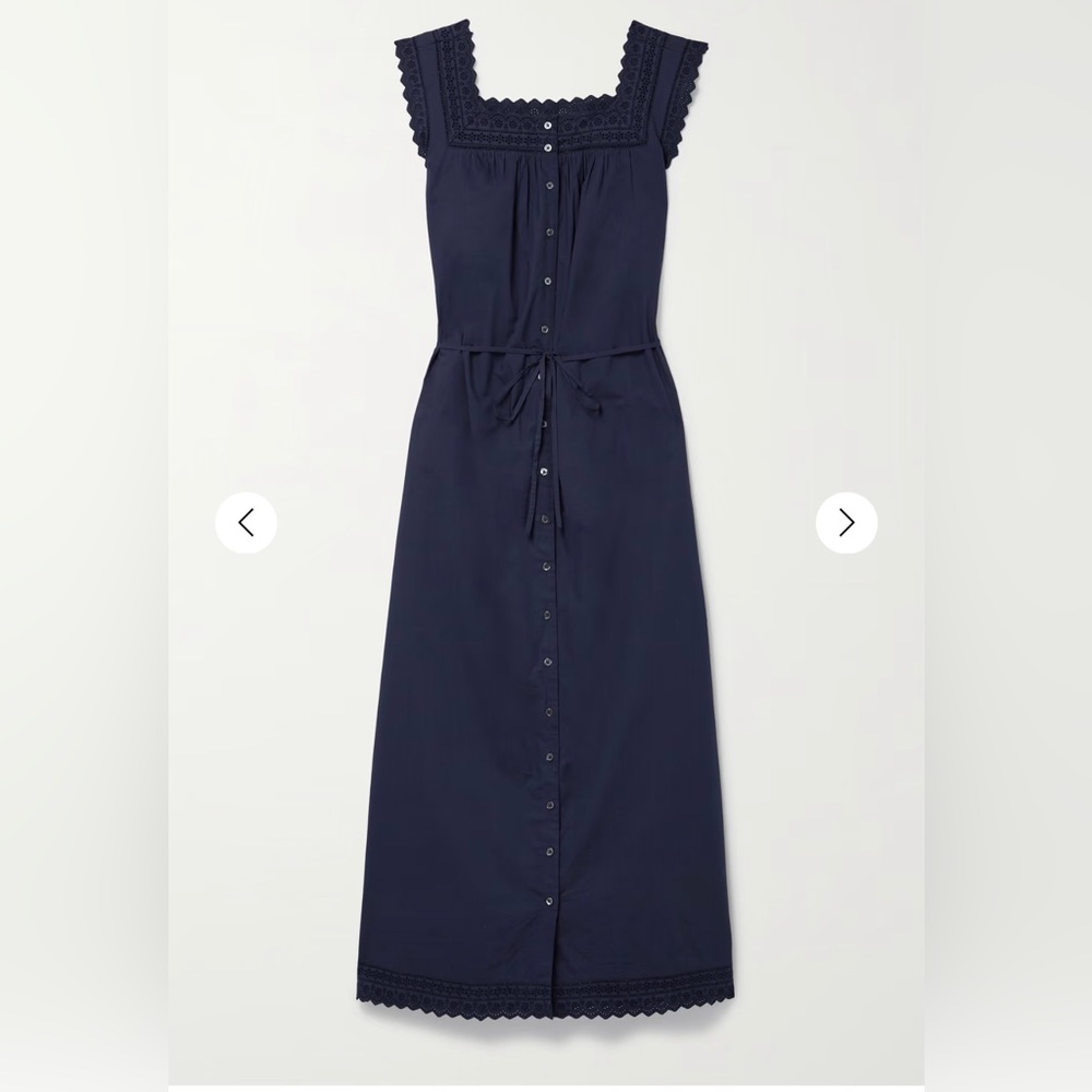 DÔEN Saison broderie anglaise-trimmed organic cotton-poplin midi dress